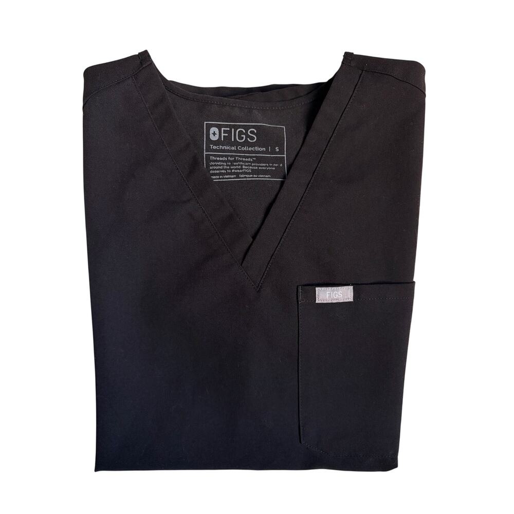 FIGS Catarina Scrub Top (Black) - Small